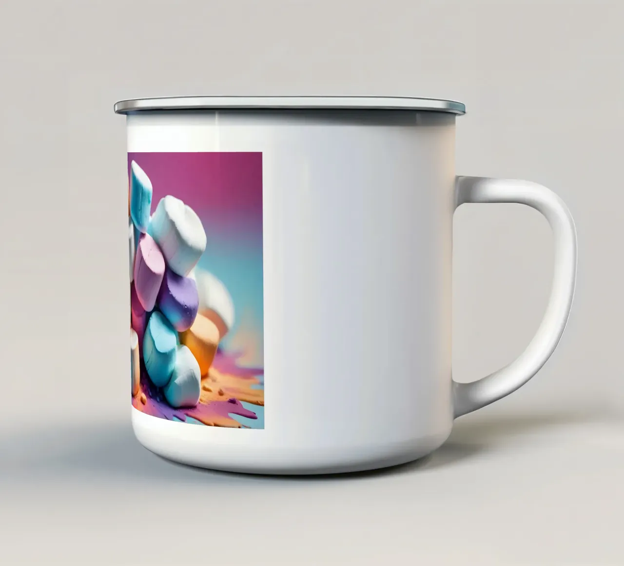 Marshmallow colorati impilati in modo giocoso tazza in smalto da DesignDoodle