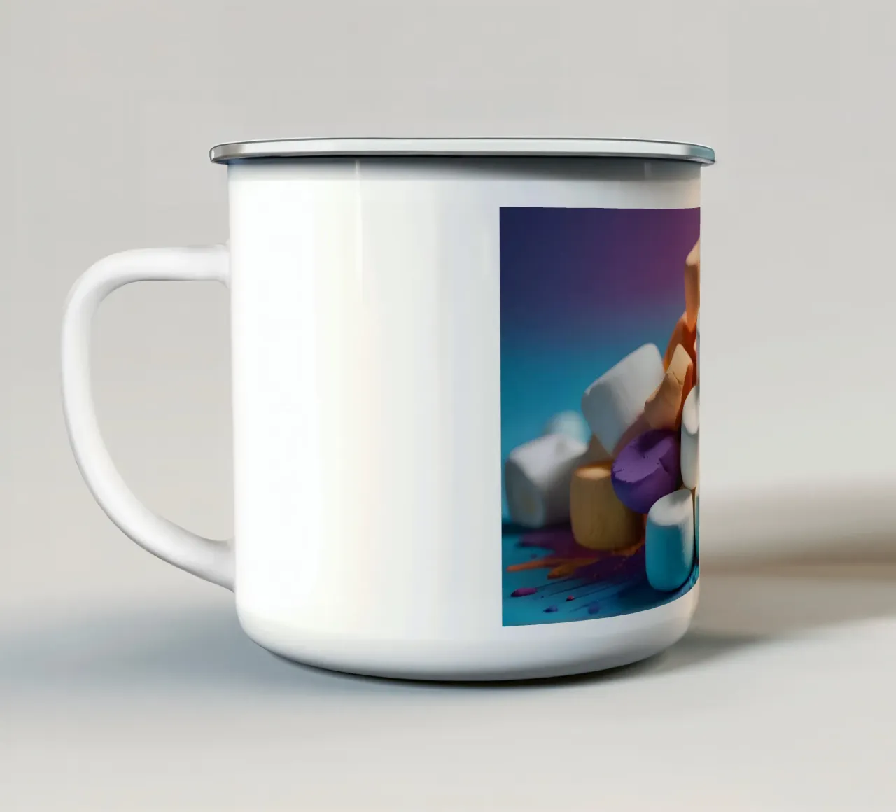 Marshmallow colorati impilati in modo giocoso tazza in smalto da DesignDoodle
