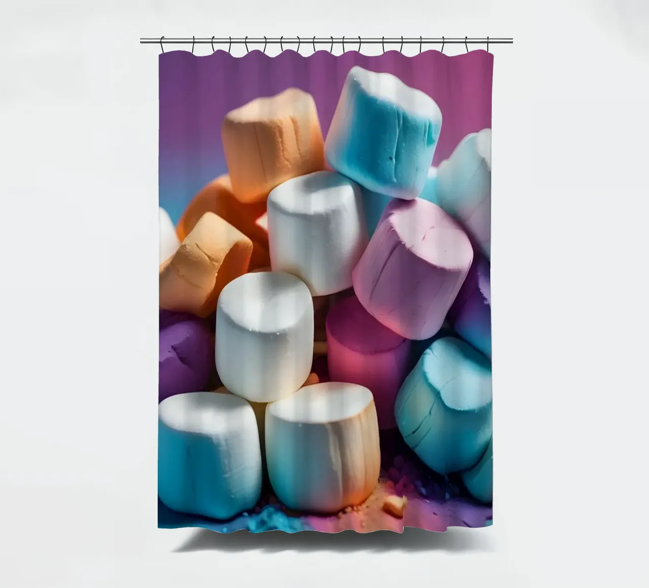 Marshmallow colorati impilati in modo giocoso tenda da doccia da DesignDoodle