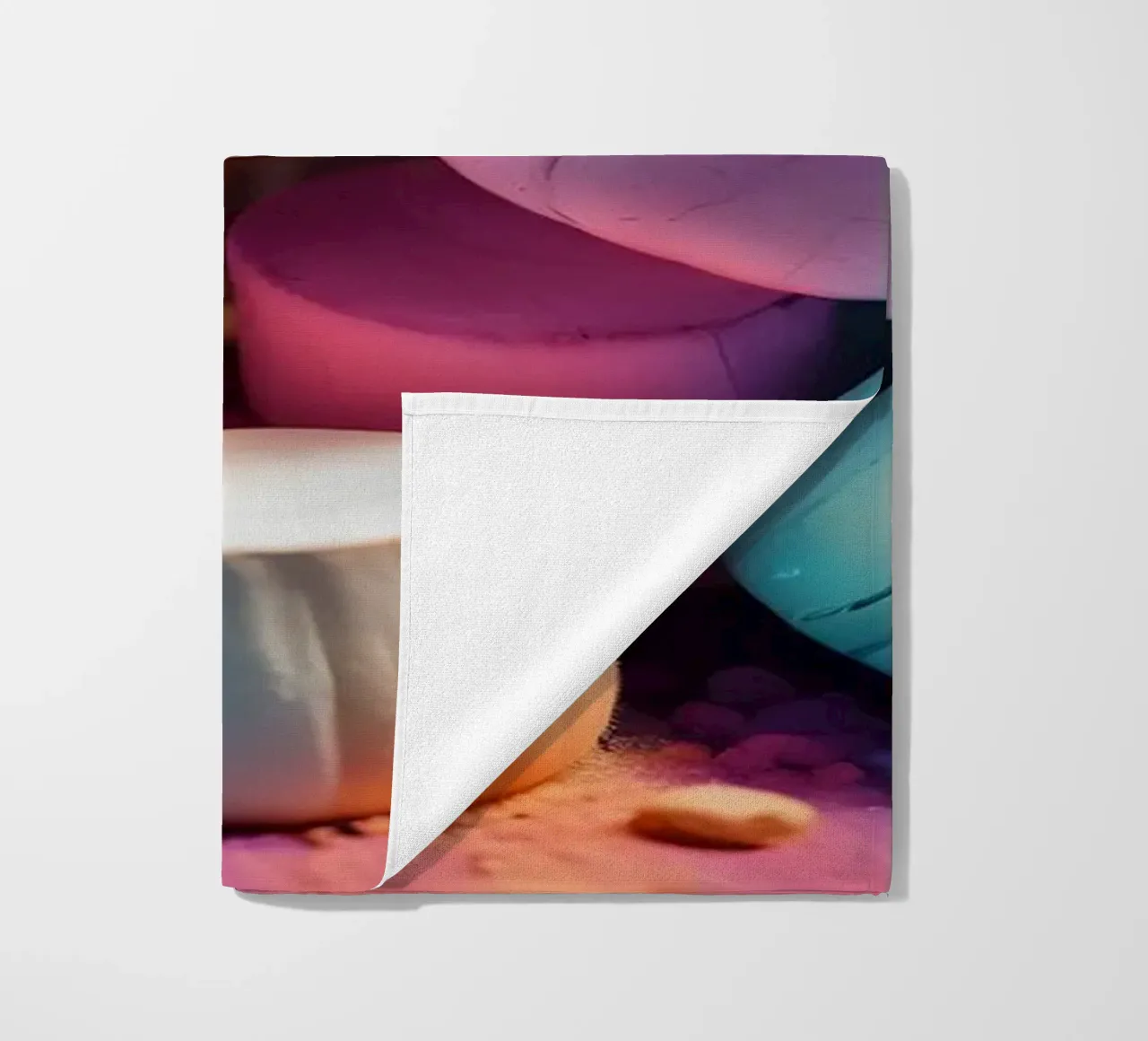 Marshmallow colorati impilati in modo giocoso telo mare da DesignDoodle