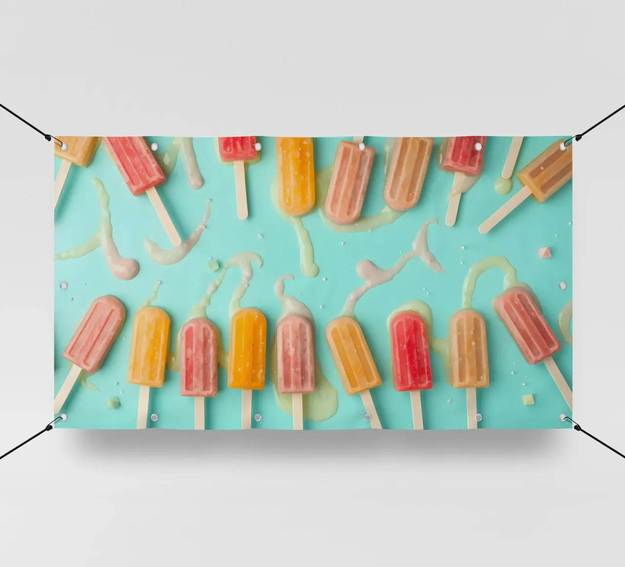 Colorful frozen pops displayed on a blue surface telo in pvc da DesignDoodle