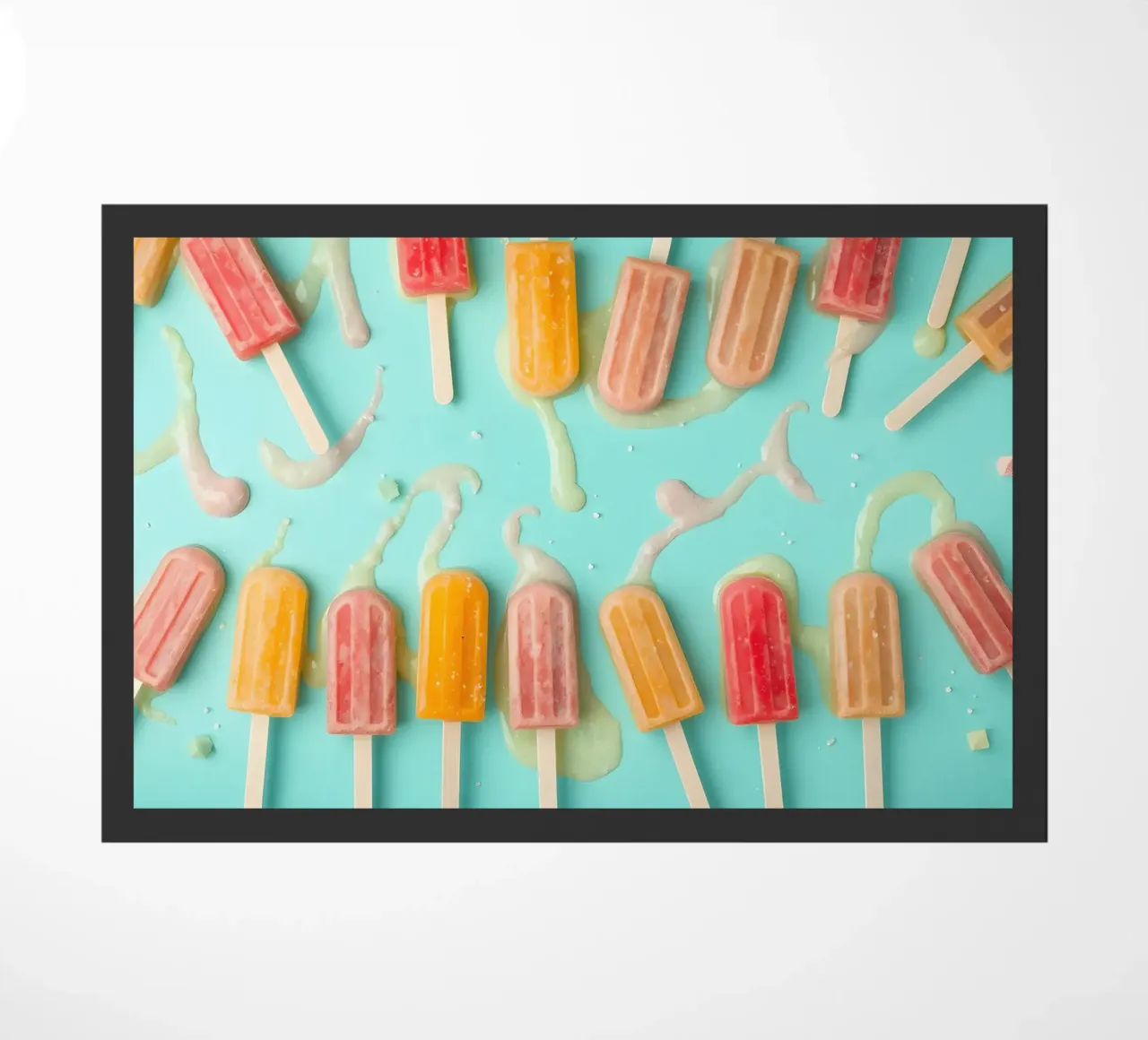 Colorful frozen pops displayed on a blue surface zerbino da DesignDoodle
