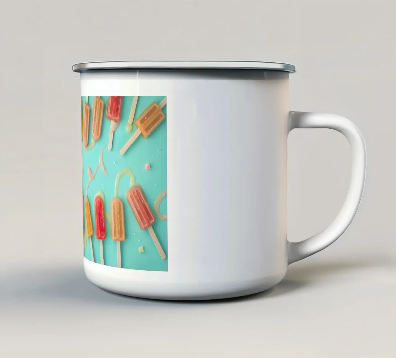 Colorful frozen pops displayed on a blue surface tazza in smalto da DesignDoodle