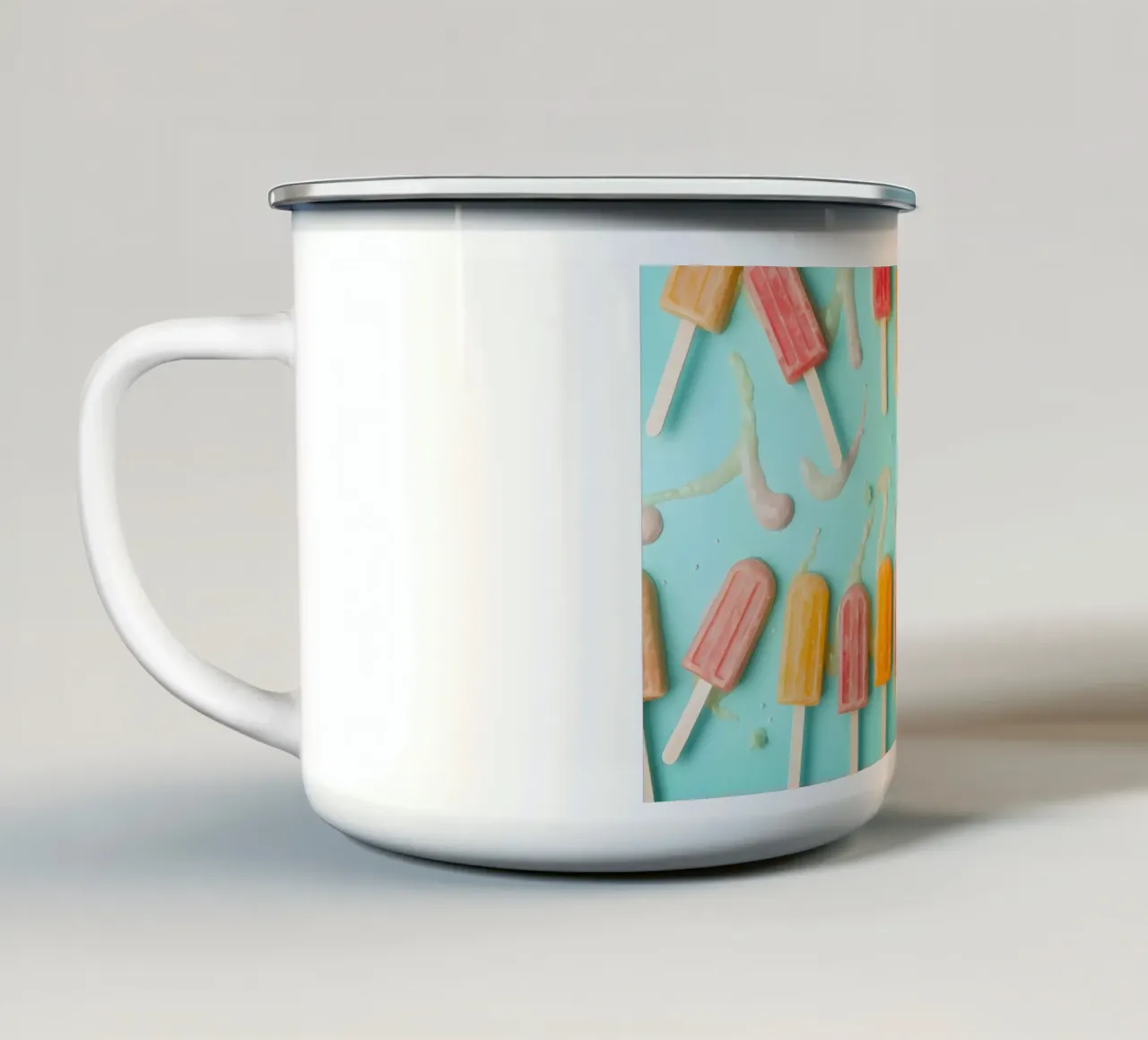 Colorful frozen pops displayed on a blue surface tazza in smalto da DesignDoodle