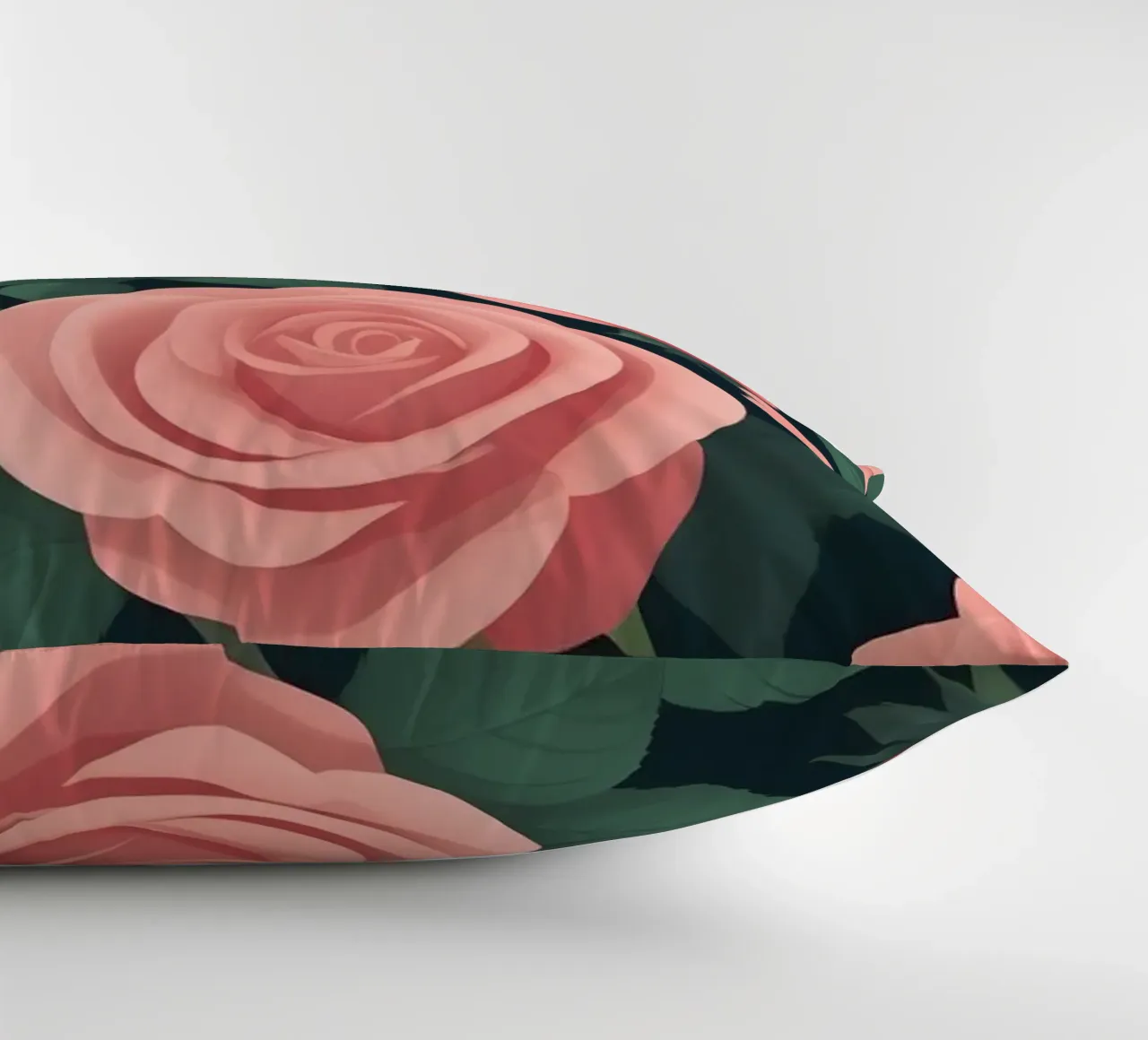 Elegant pink roses on a dark background create a stunning ab decorative cushion by DesignDoodle