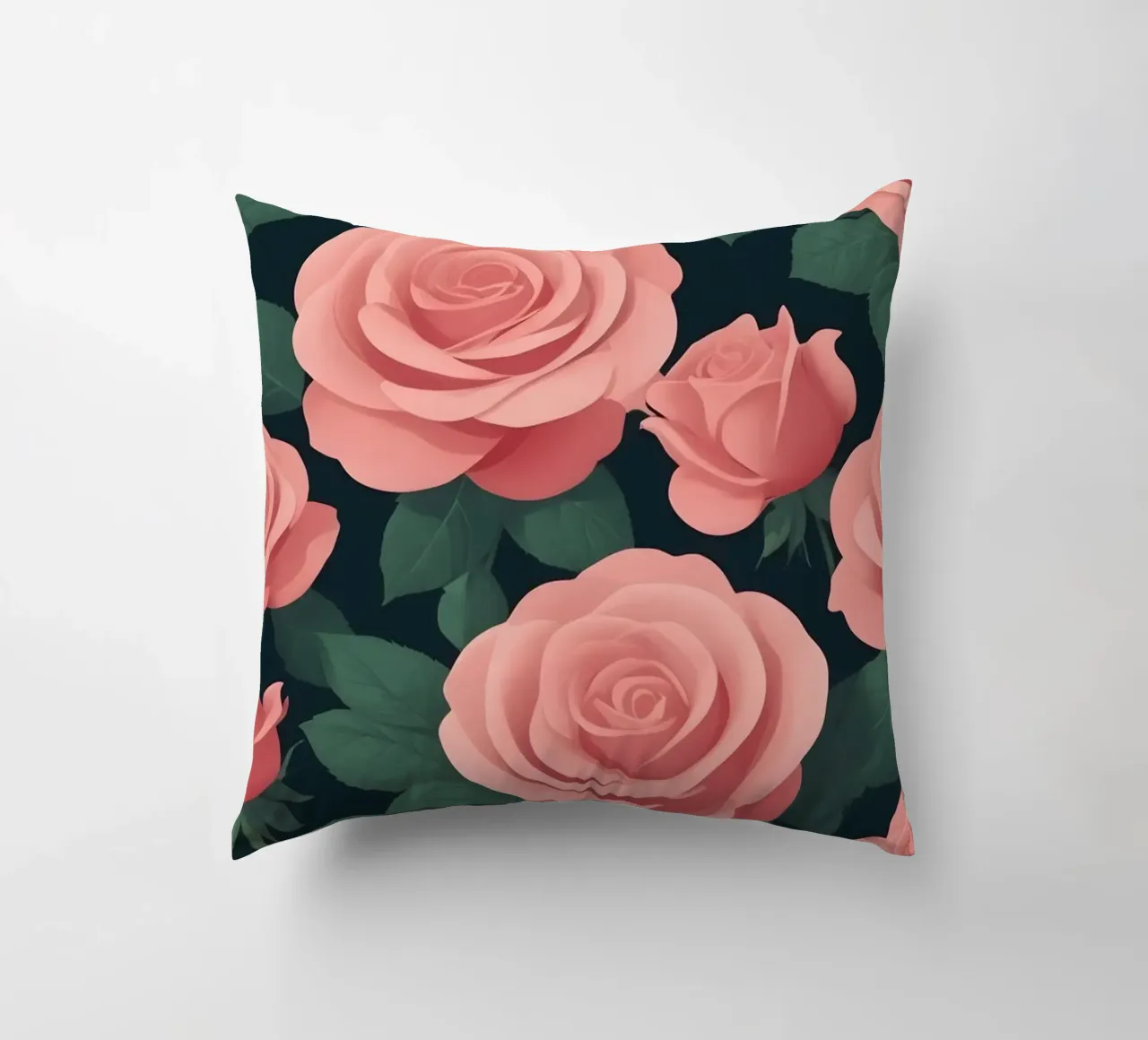 Elegant pink roses on a dark background create a stunning ab decorative cushion by DesignDoodle