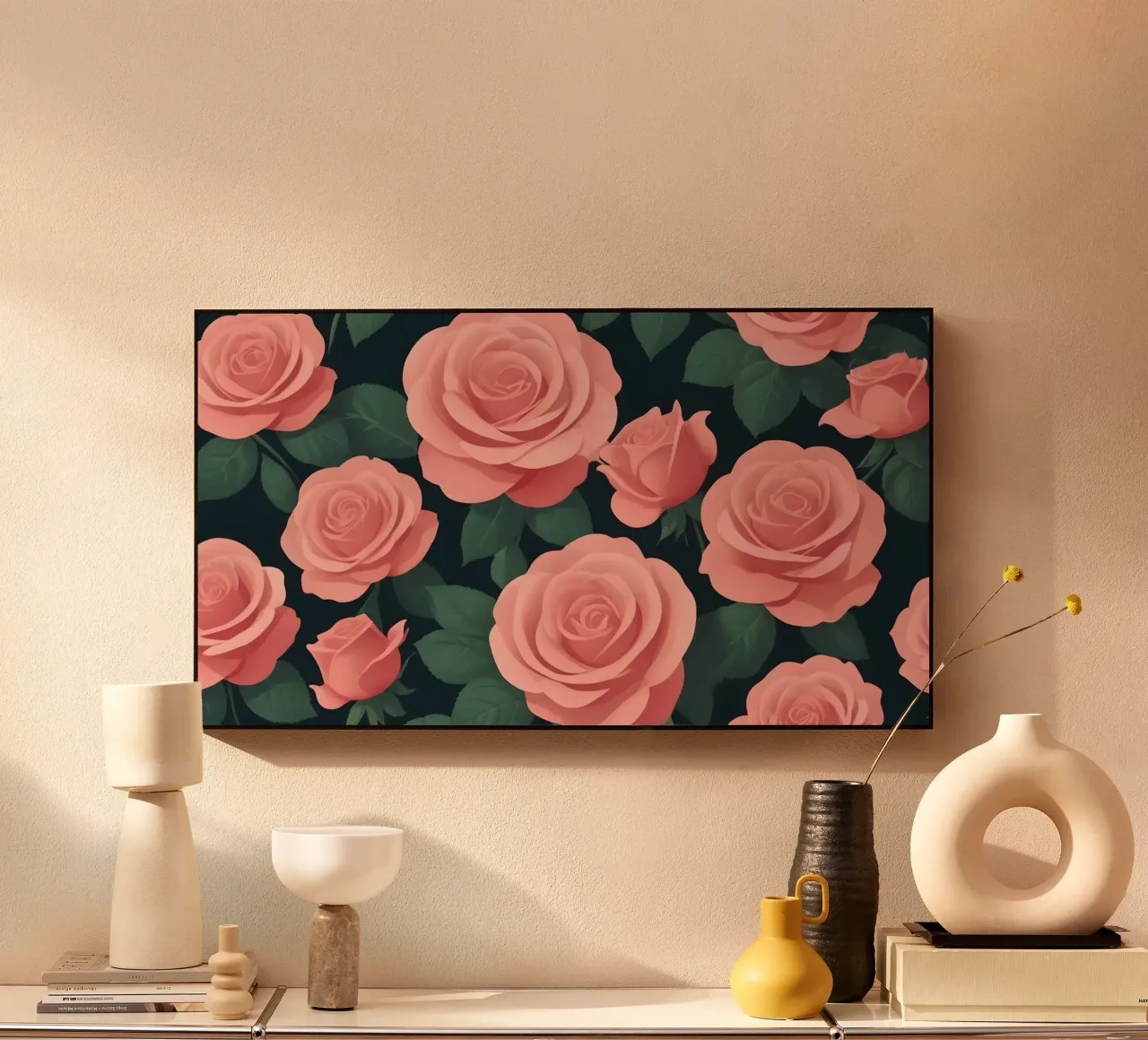Elegante roze rozen op een donkere achtergrond creëren een prachtig a aluminium-dibond van DesignDoodle