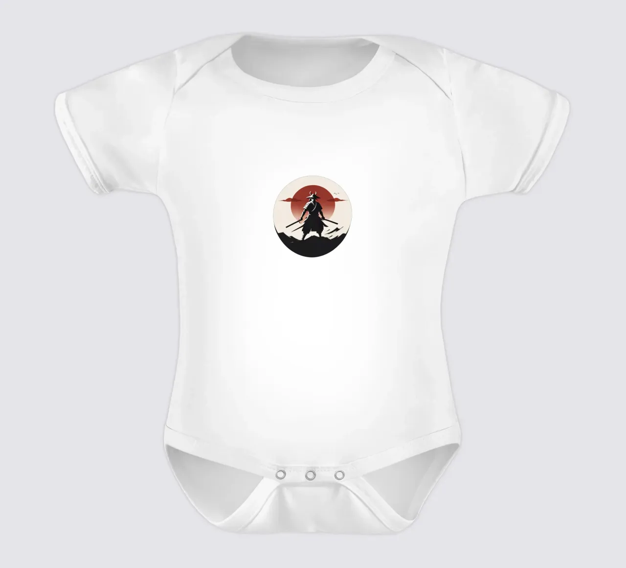 Selbstbewusst stehender Samurai-Krieger mit Schwertern Kurzarm Babybody von DesignDoodle