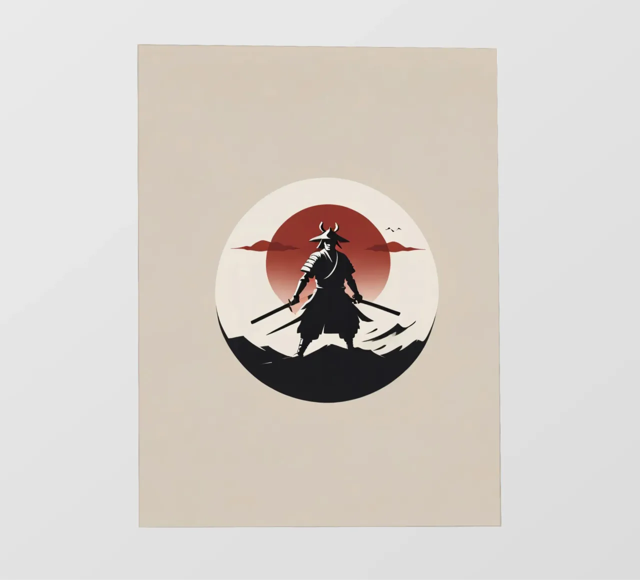 Guerriero samurai in piedi con sicurezza con le spade telo in pvc da DesignDoodle