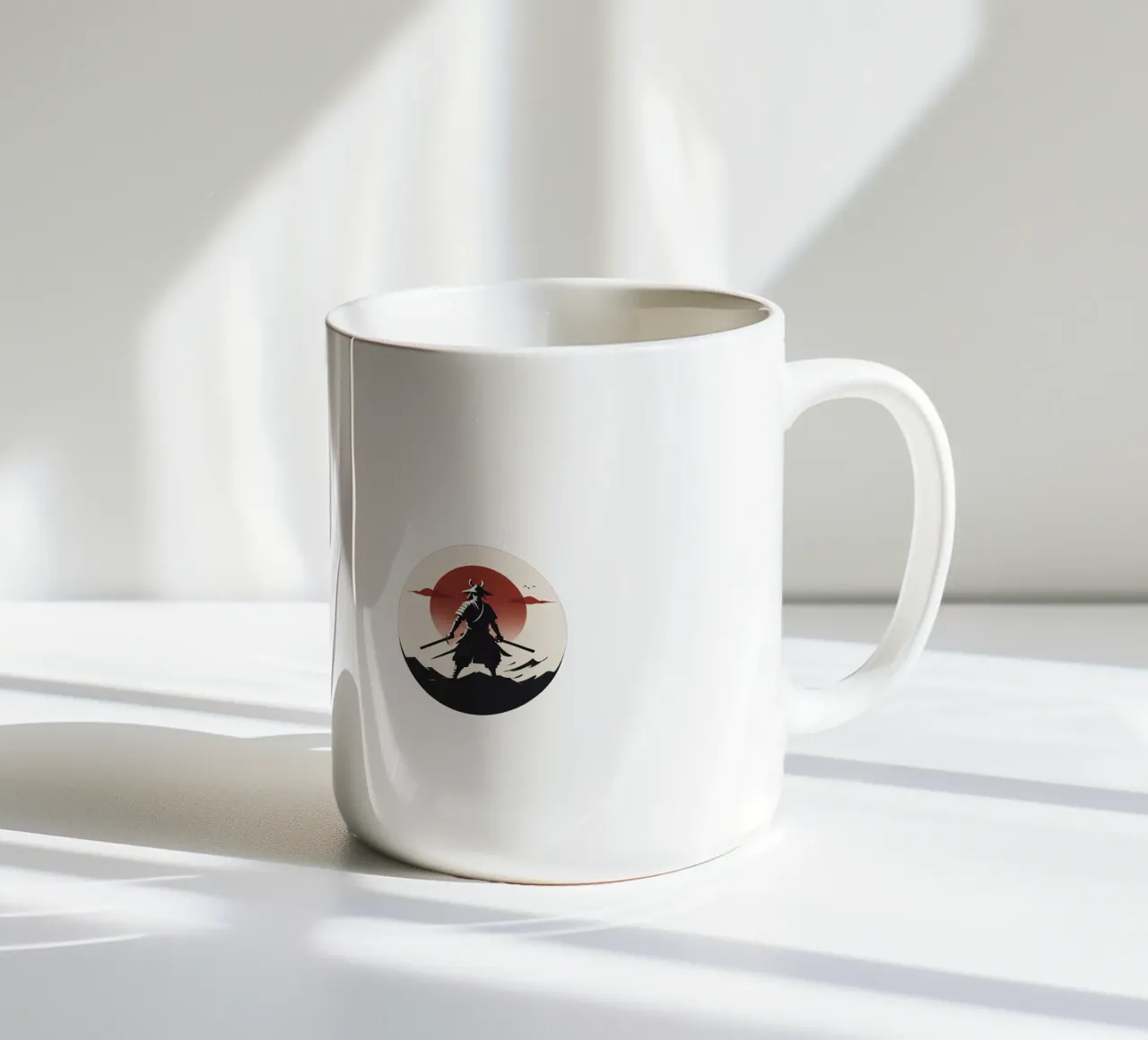 Guerriero samurai in piedi con sicurezza con le spade tazza in ceramica da DesignDoodle