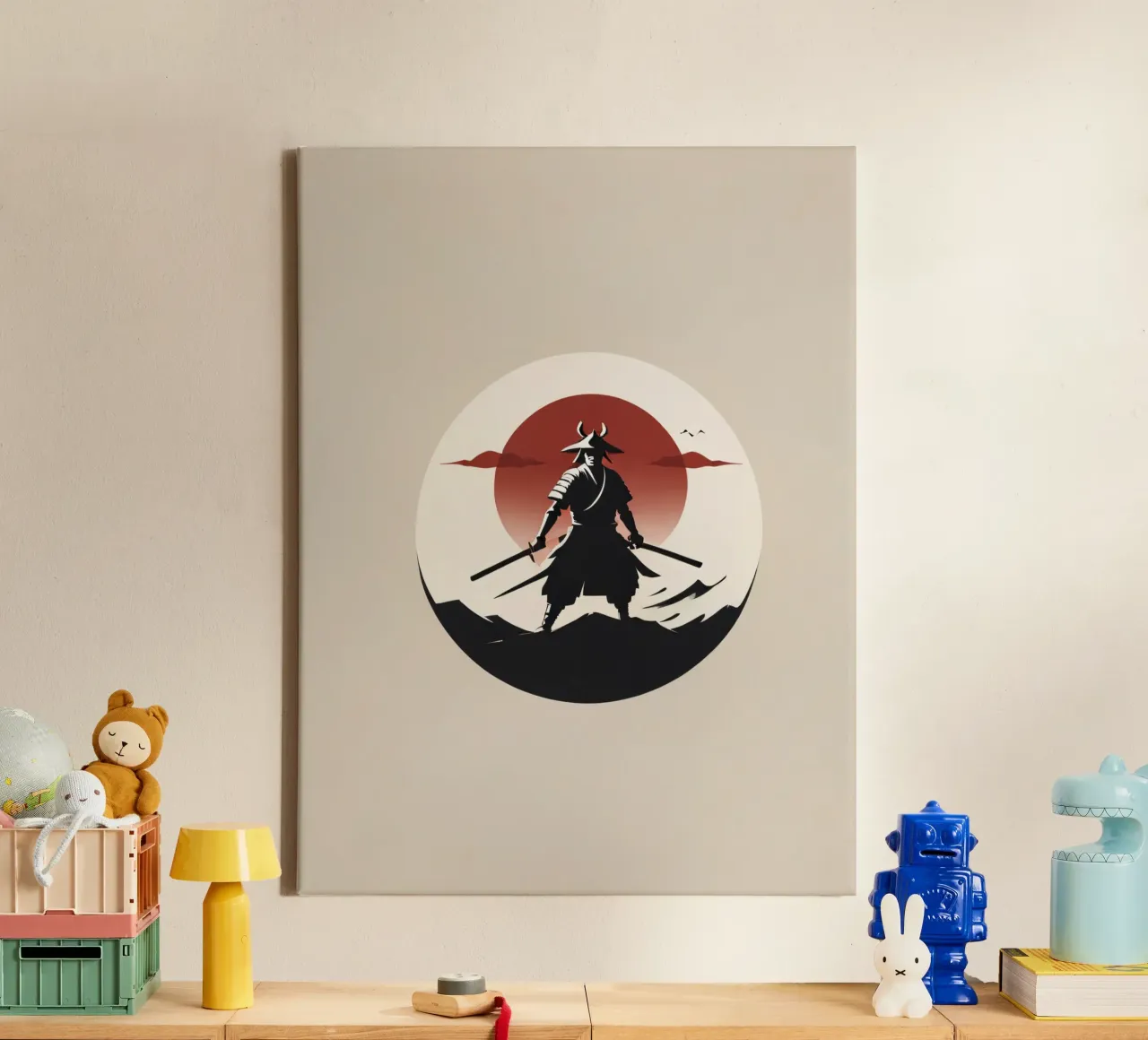 Samurai warrior standing confidently with swords canvas by DesignDoodle