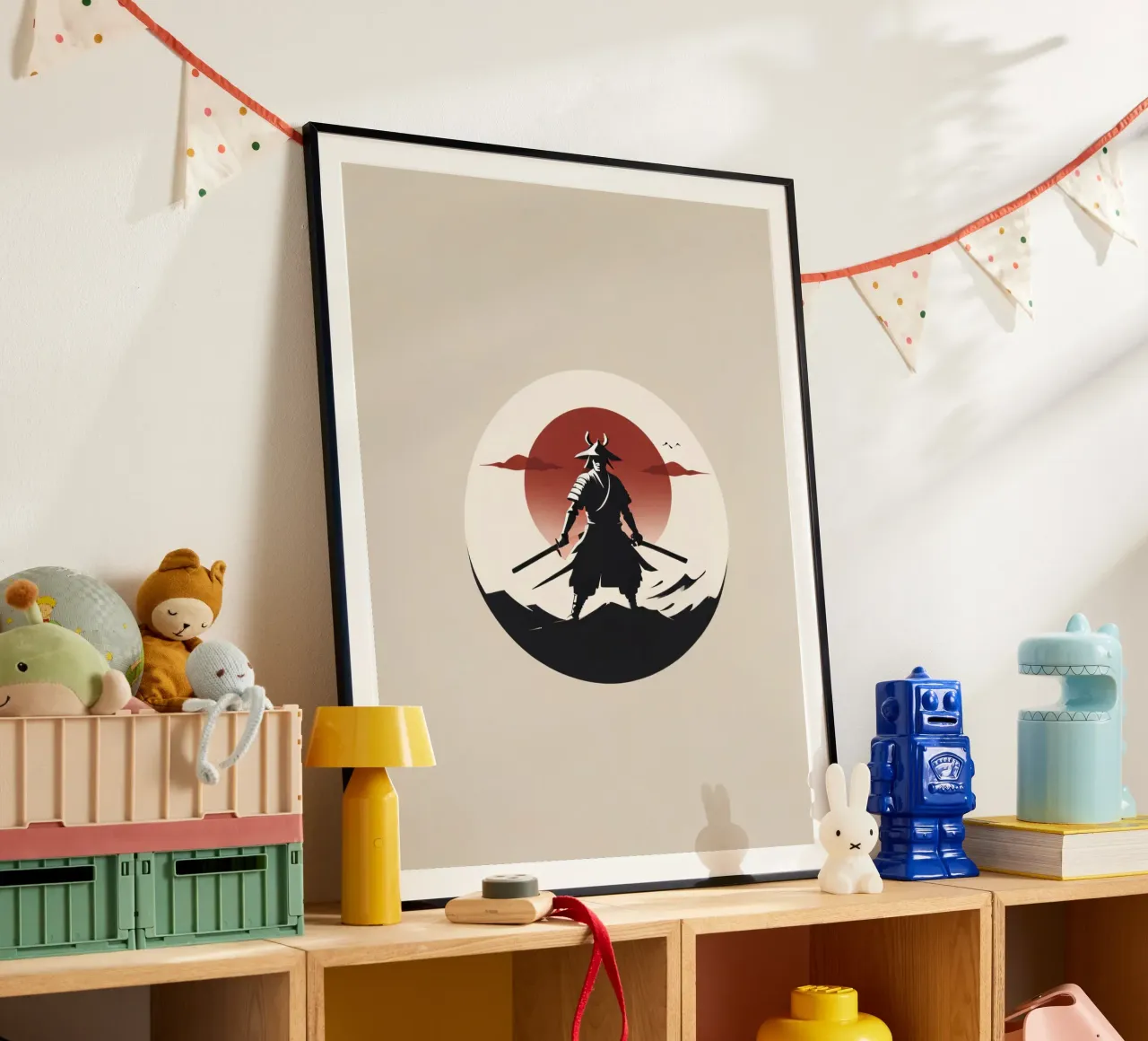 Selbstbewusst stehender Samurai-Krieger mit Schwertern Hahnemühle von DesignDoodle