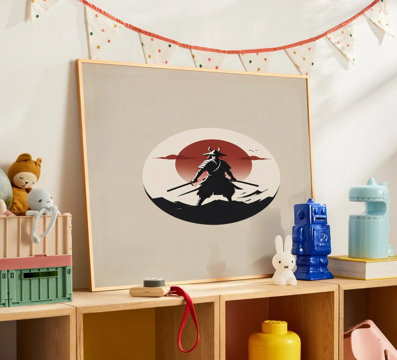 Selbstbewusst stehender Samurai-Krieger mit Schwertern Hahnemühle von DesignDoodle