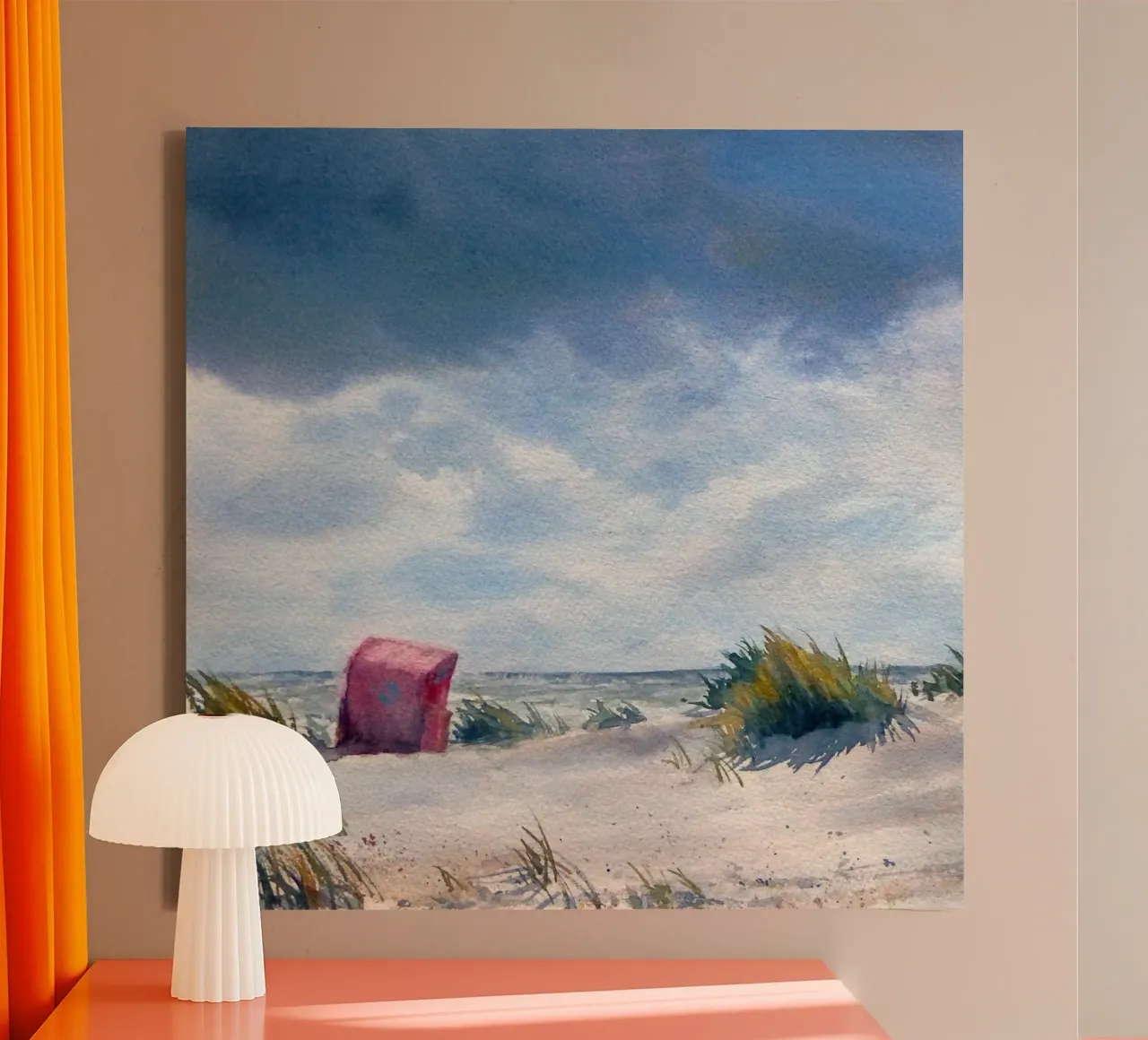 Beach chair in the dunes canvas by Meeresaquarelle