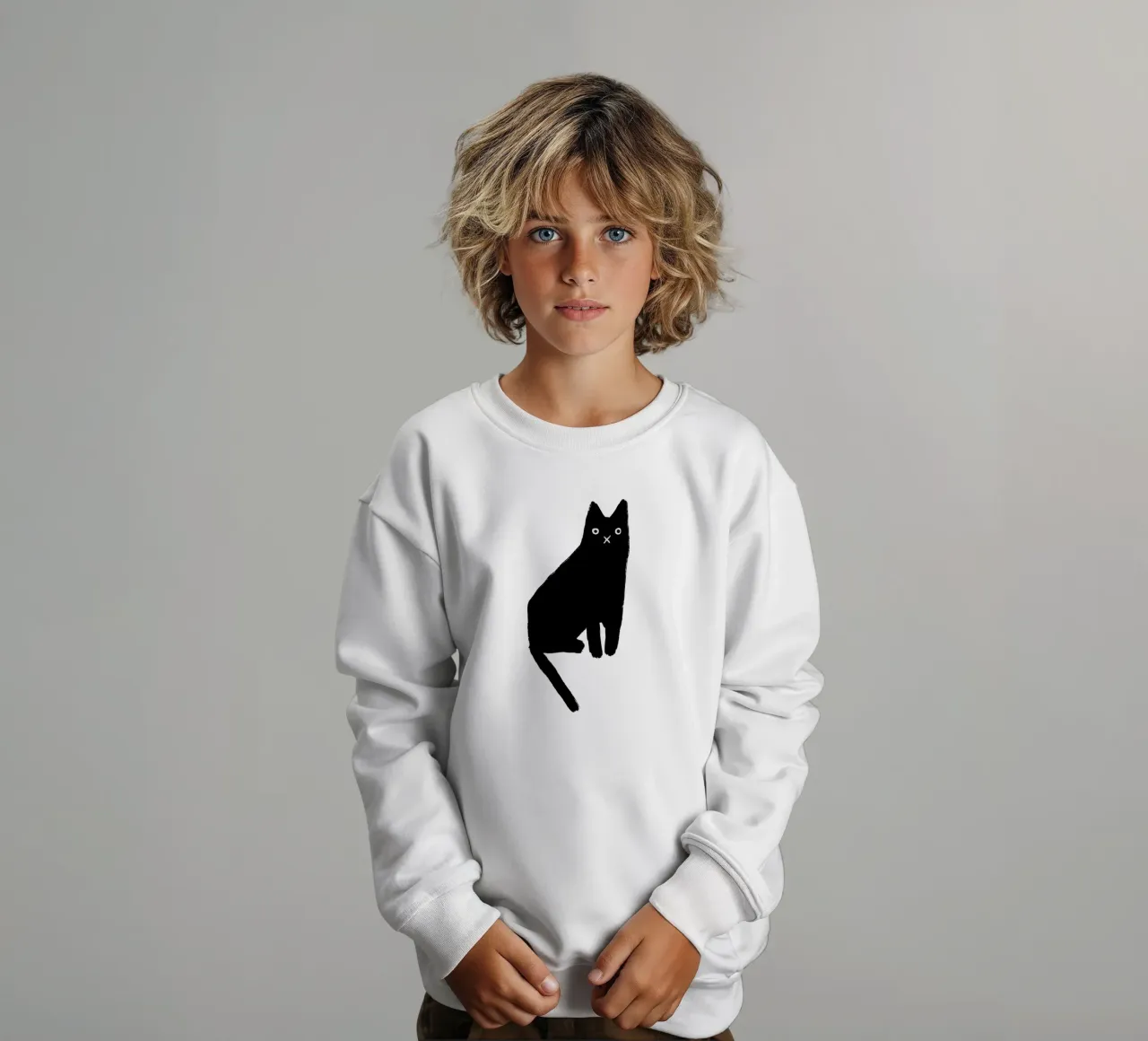 Gatto nero No2 felpa bambino da bueronoull