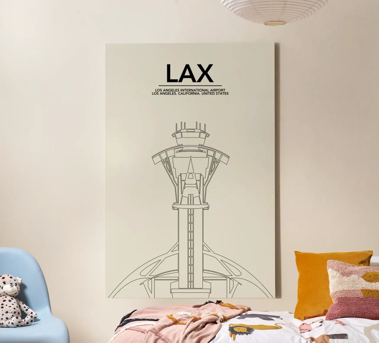 LAX Los Angeles Tower tela con Cornice a cassetta da 08left