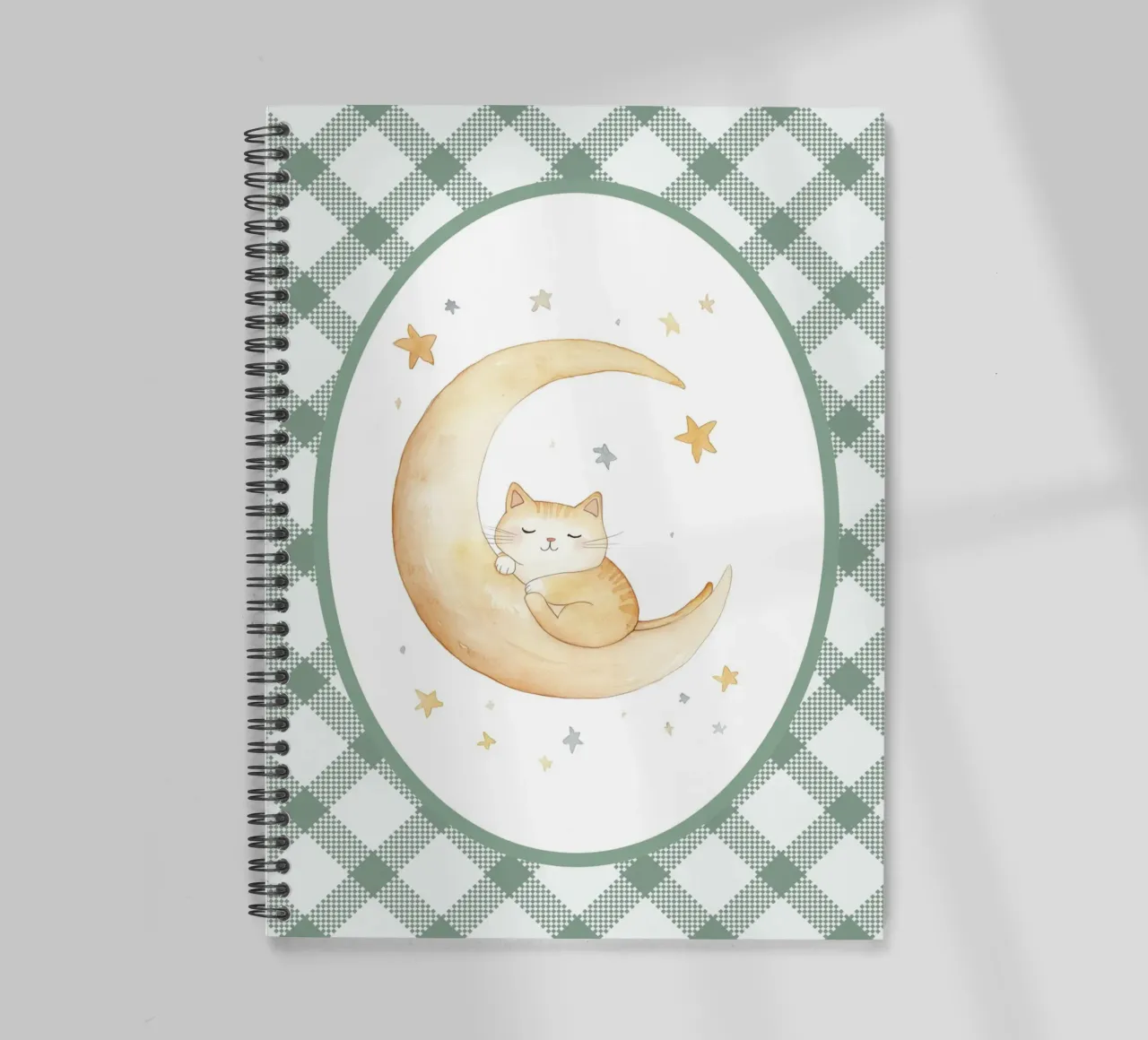 Chat dormant sur la lune jaune carnet à spirale de Jungle Joy Art