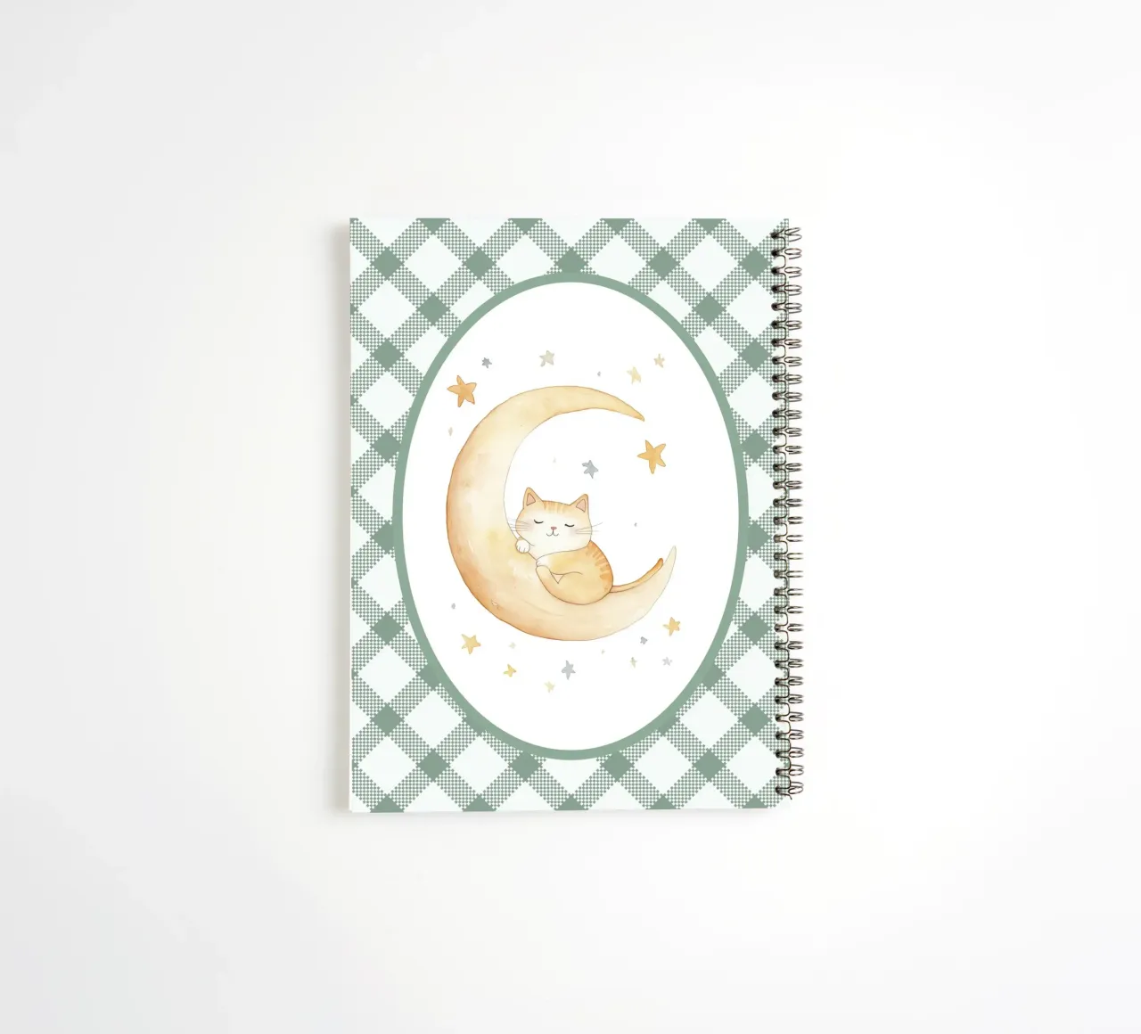 Chat dormant sur la lune jaune carnet à spirale de Jungle Joy Art