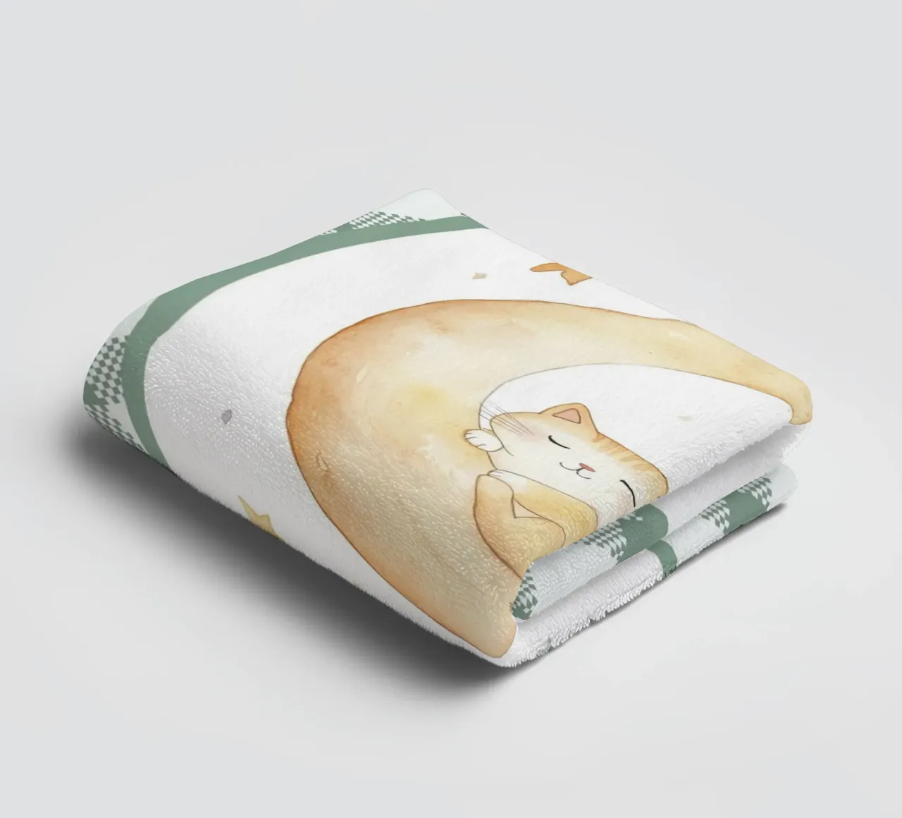 Chat dormant sur la lune jaune serviette de bain de Jungle Joy Art