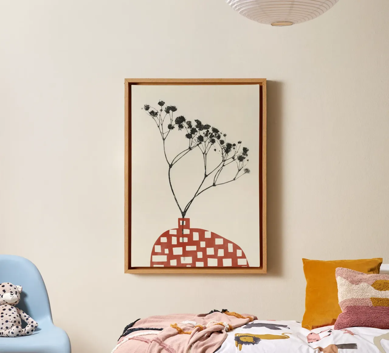 Gypsophila in a Red Vase canvas with Floater frame by Alisa Galitsyna
