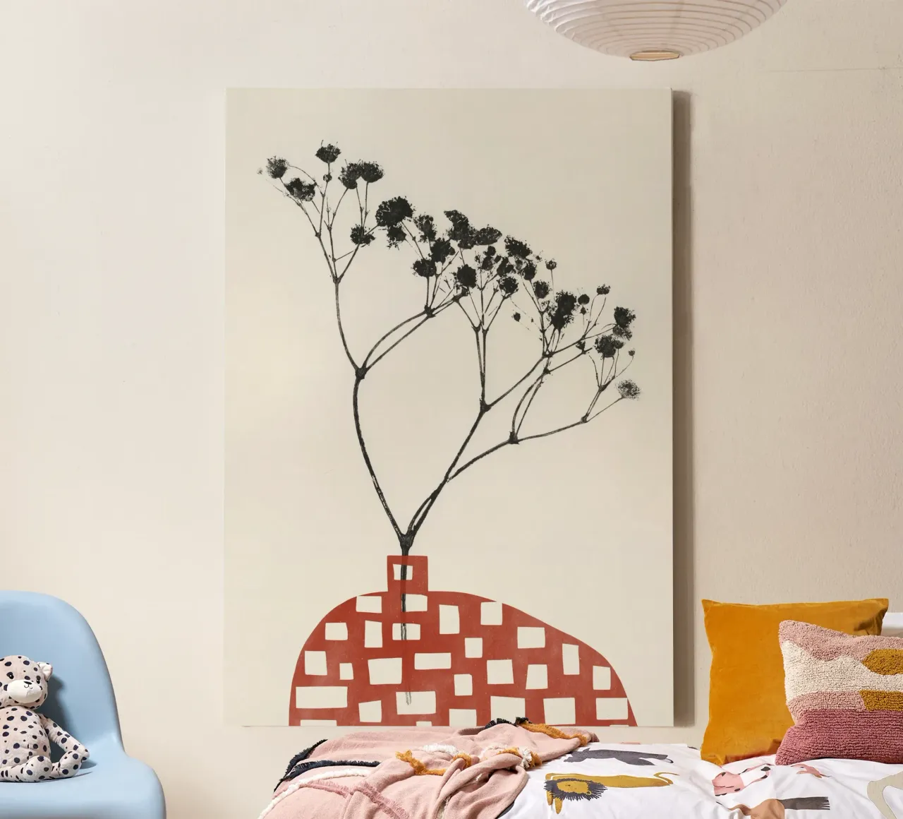 Gypsophila in a Red Vase canvas with Floater frame by Alisa Galitsyna