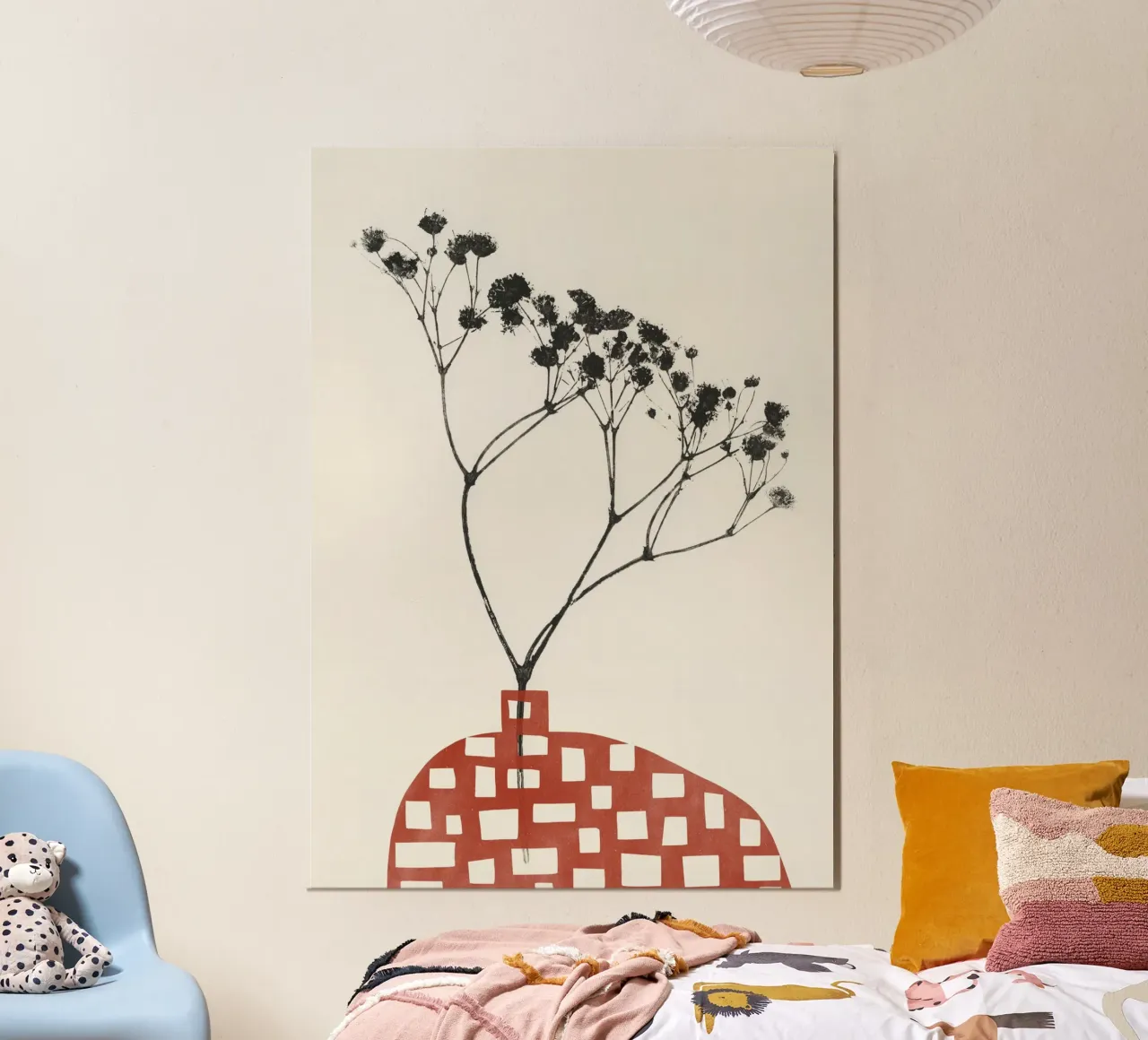 Gypsophila in un vaso rosso poster con telaio in plastica da Alisa Galitsyna