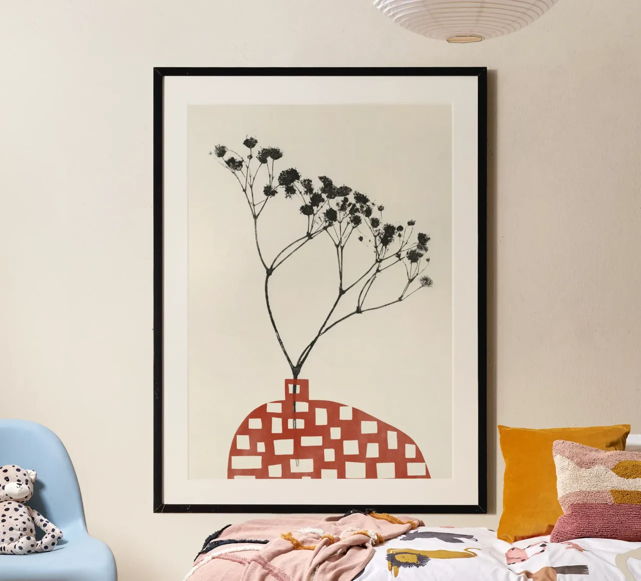 Gypsophila in un vaso rosso poster con telaio in plastica da Alisa Galitsyna