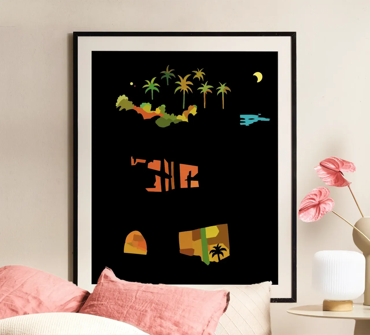Martinique by night poster with aluminum frame by C.WILL