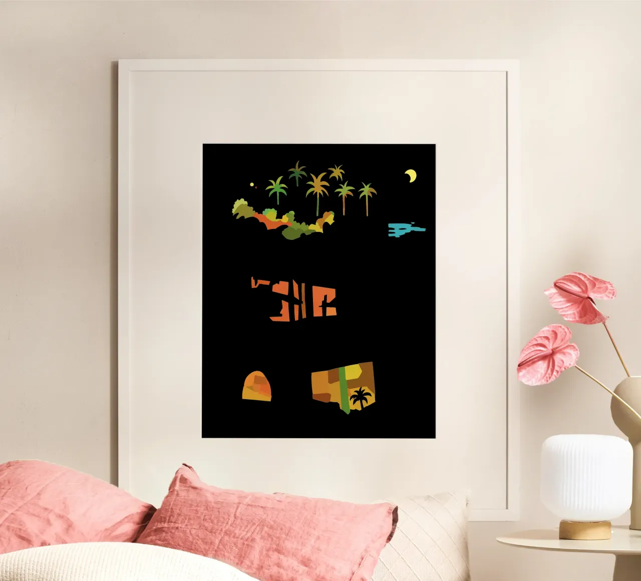 Martinique by night poster with aluminum frame by C.WILL
