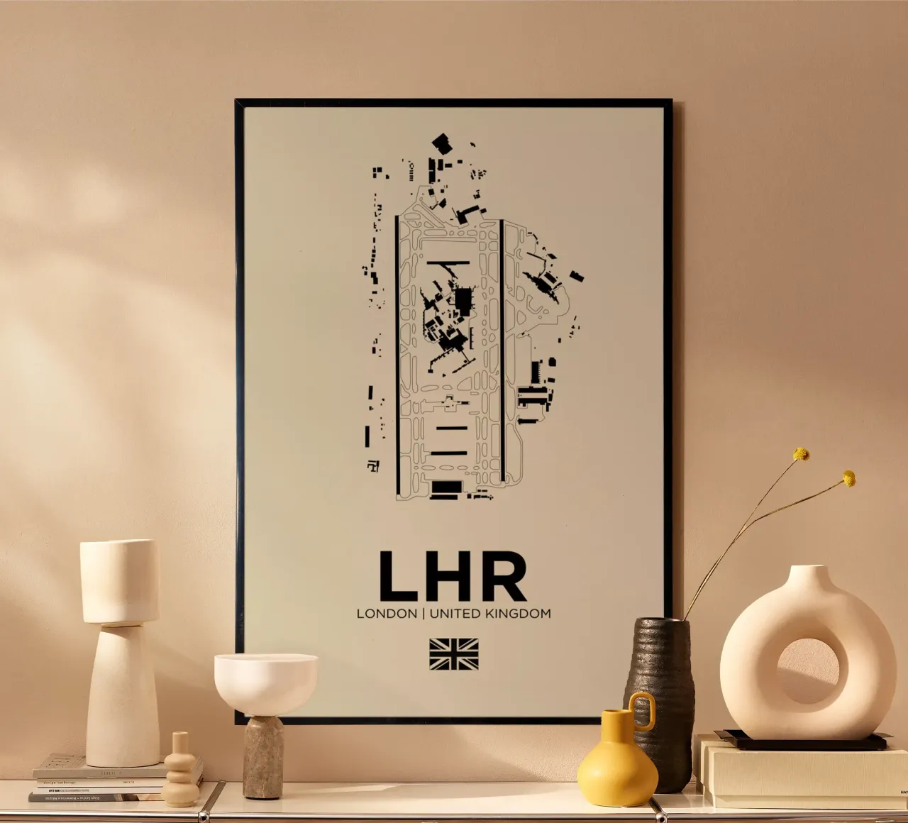 LHR Aiport London poster con telaio in alluminio da 08left