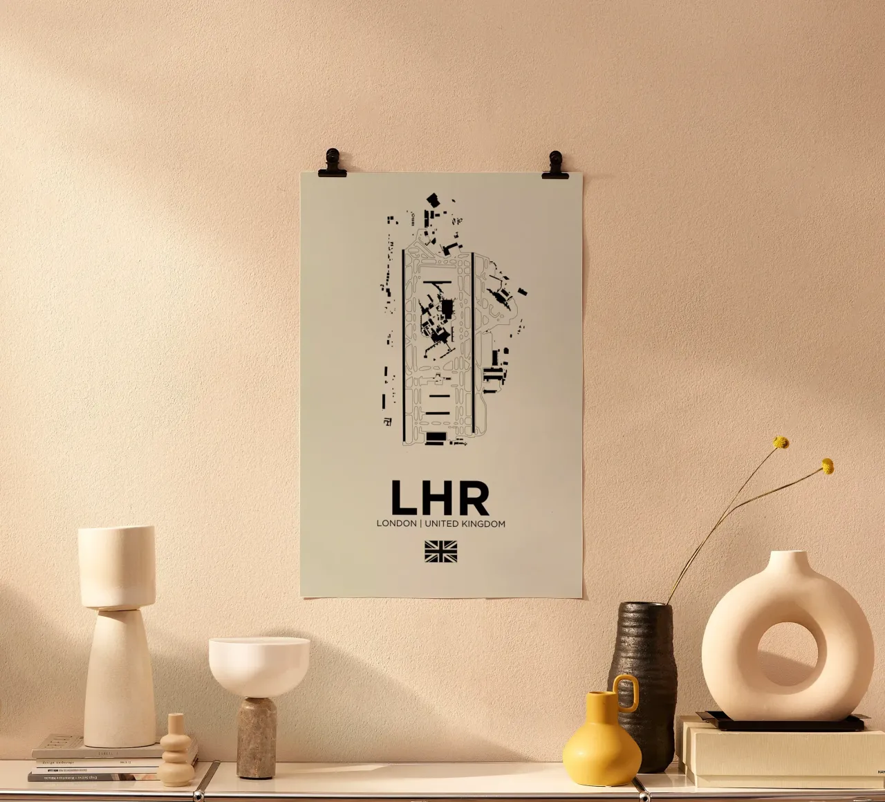 LHR Aiport London poster con telaio in alluminio da 08left