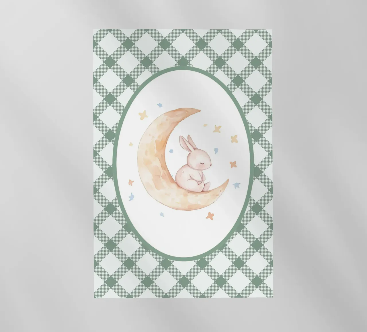 Coniglio che dorme sulla luna gialla pellicola backlit da Jungle Joy Art