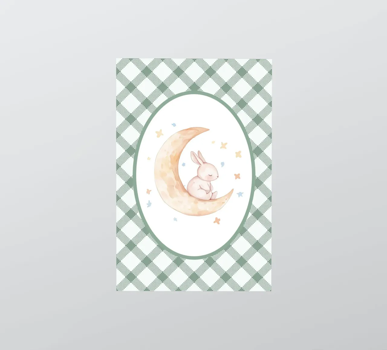 Lapin dormant sur la lune jaune autocollant de Jungle Joy Art