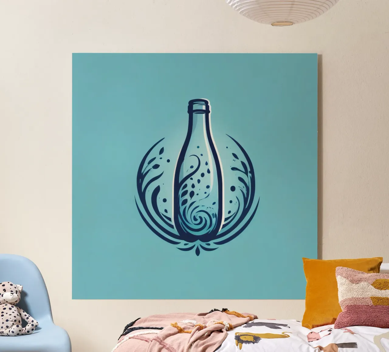 diseño del logotipo de la botella con un intrincado arte floral metacrilato de DesignDoodle