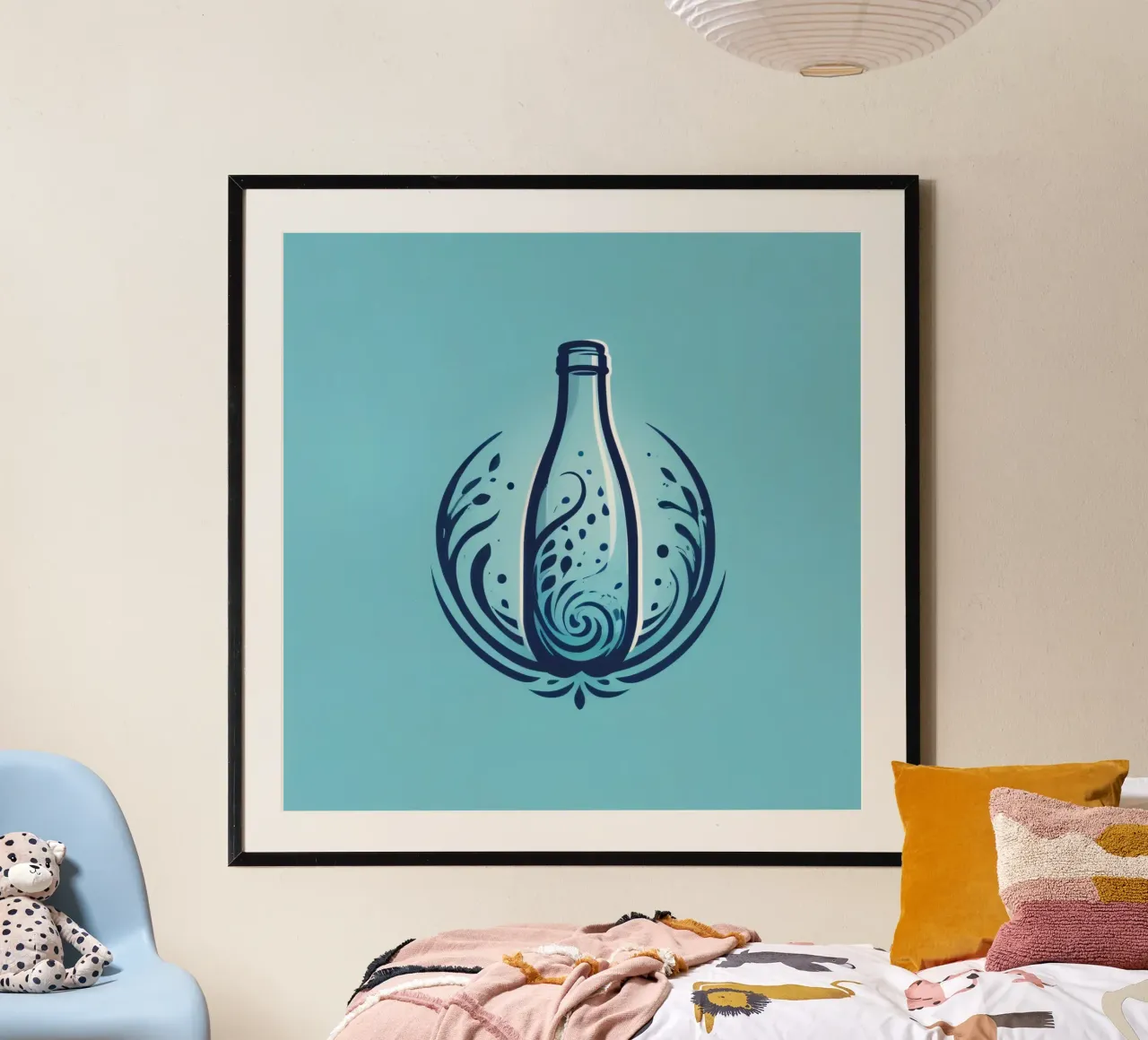 diseño del logotipo de la botella con un intrincado arte floral hahnemühle de DesignDoodle