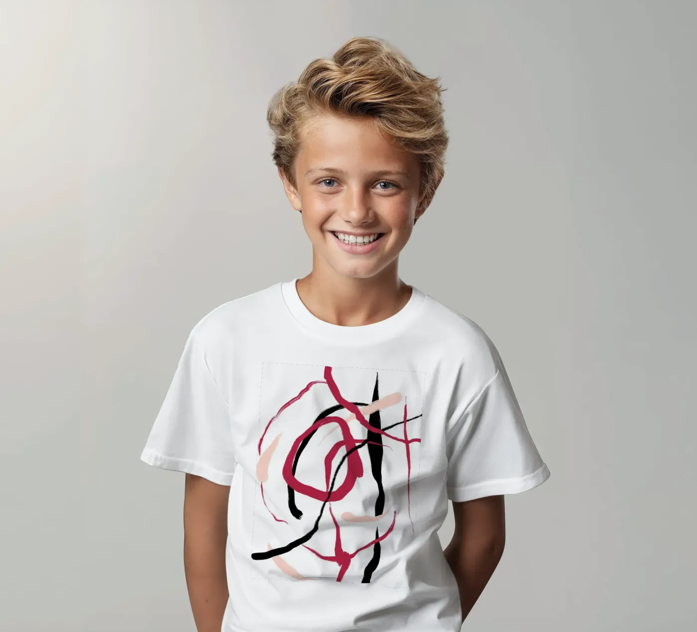 Abstract Red kinder t-shirt van treechild