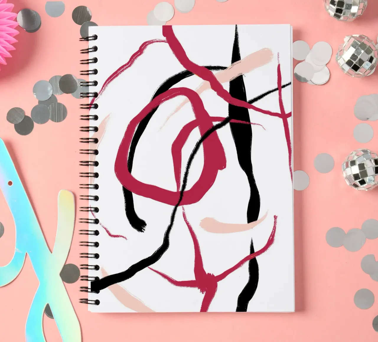 Abstract Red spiral notebook by treechild