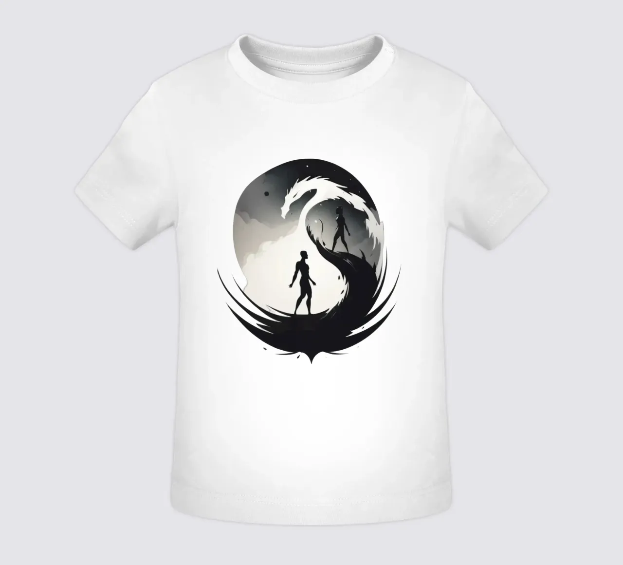 a symbolic journey between two figures and a dragon maglietta neonato da DesignDoodle