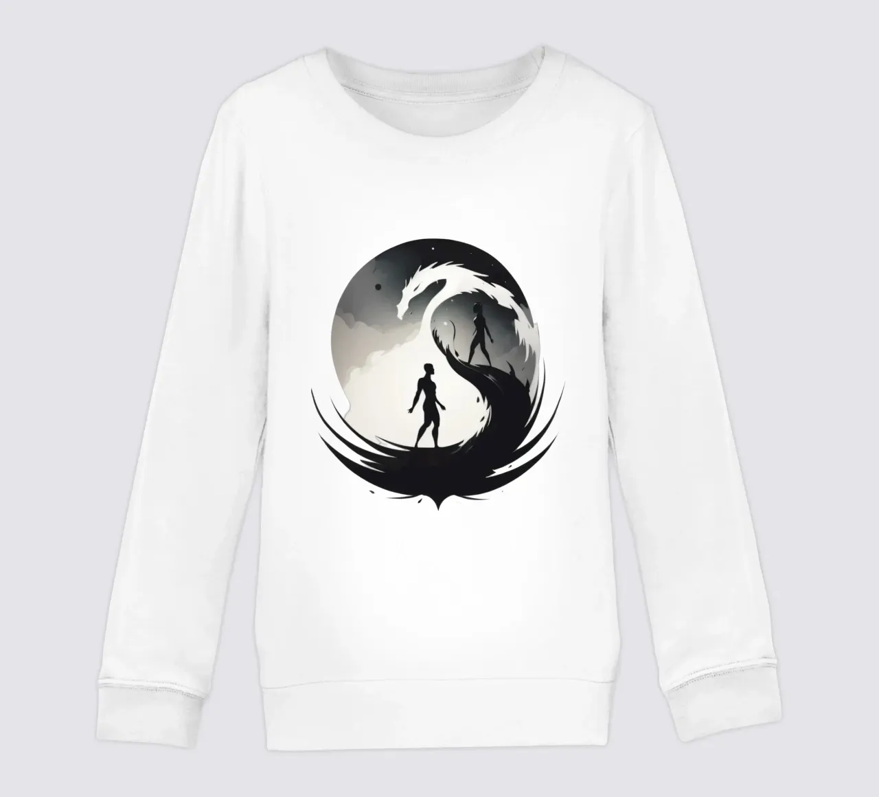 a symbolic journey between two figures and a dragon felpa bambino da DesignDoodle
