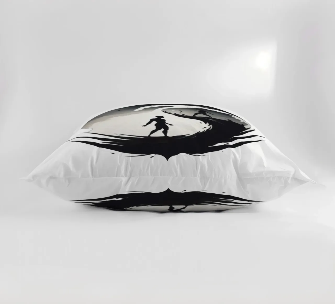 a symbolic journey between two figures and a dragon cuscino da DesignDoodle