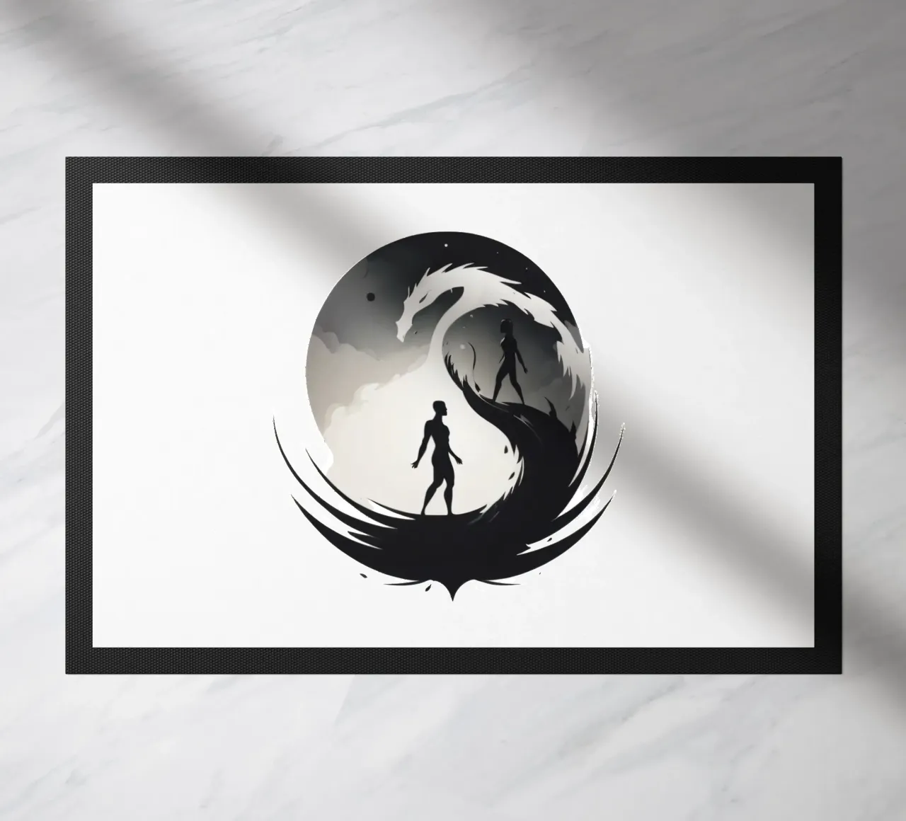 viaggio simbolico tra due Persone e un drago zerbino da DesignDoodle