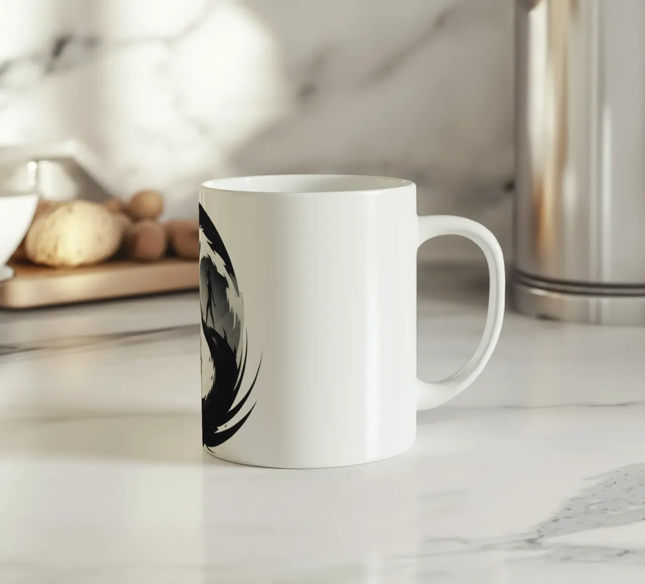 a symbolic journey between two figures and a dragon tazza in ceramica da DesignDoodle