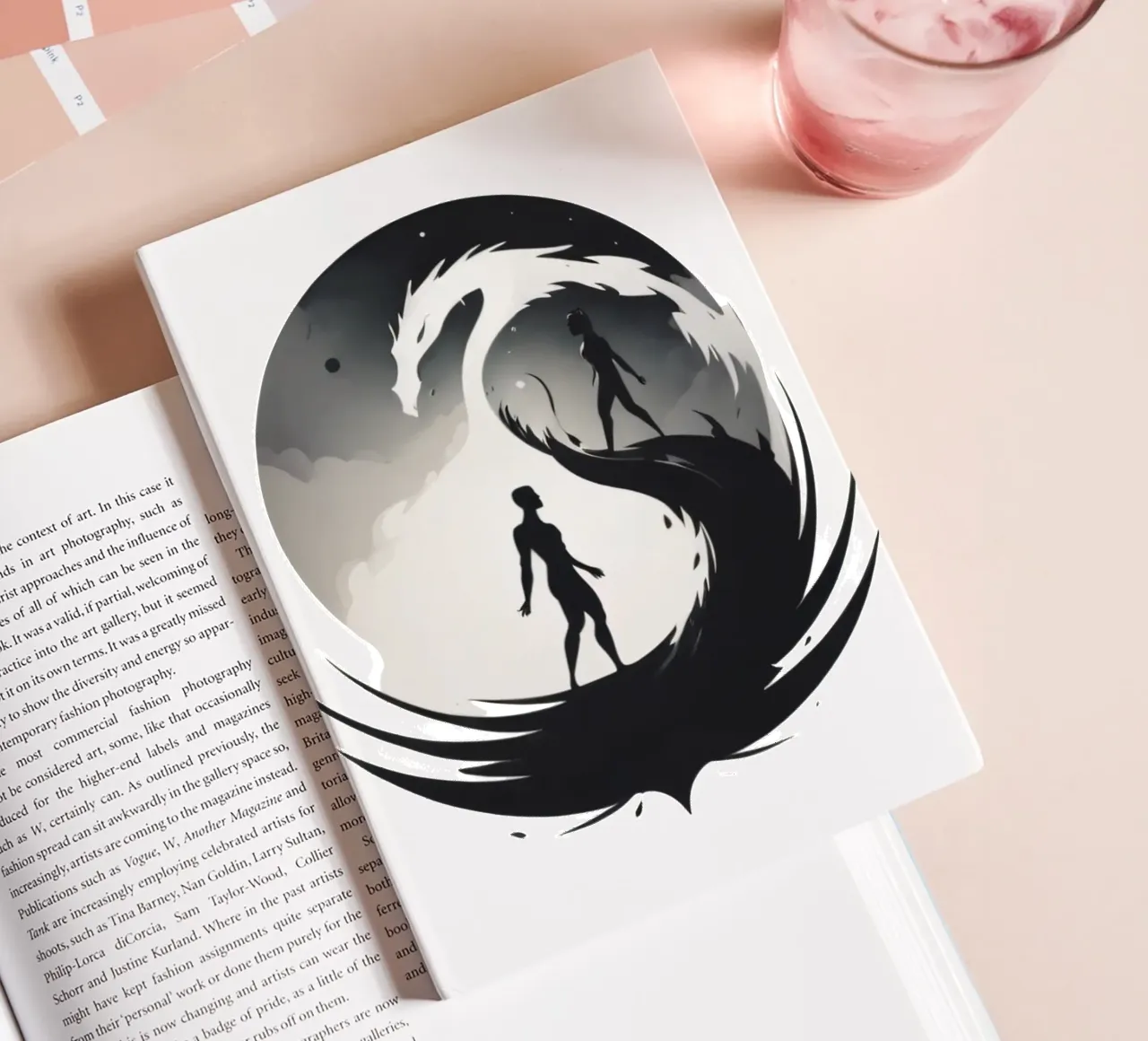 a symbolic journey between two figures and a dragon diario da DesignDoodle