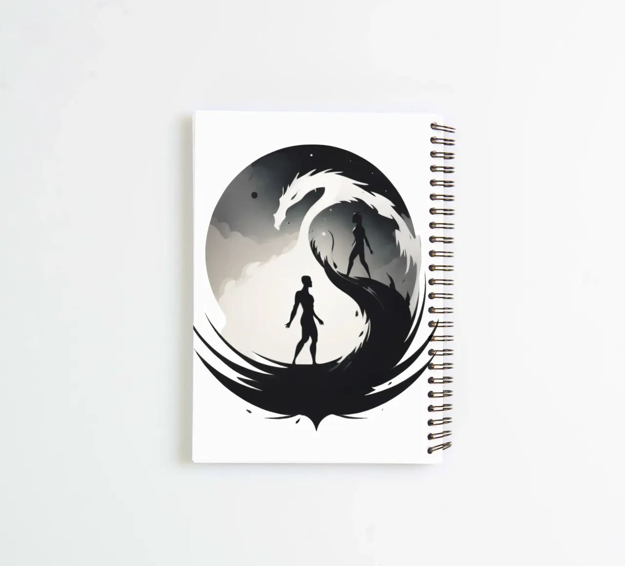 a symbolic journey between two figures and a dragon diario ad anelli da DesignDoodle