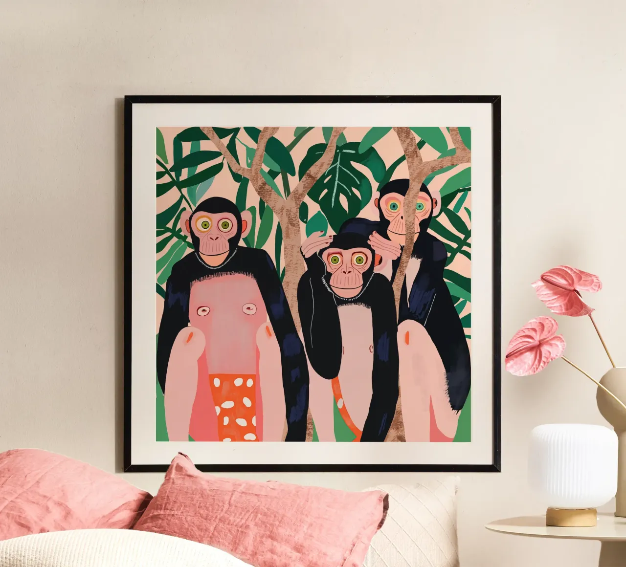 Trio della giungla poster con telaio in plastica da ArtsySesta
