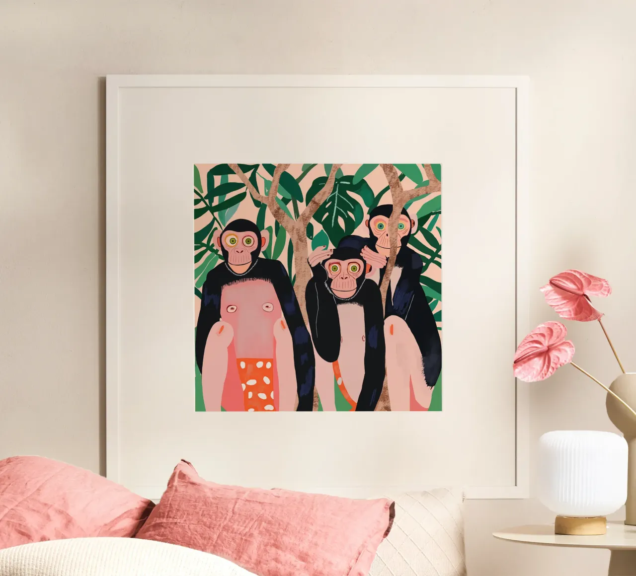 Trio della giungla poster con telaio in plastica da ArtsySesta