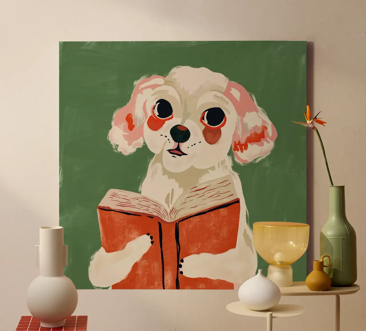 Cucciolo libresco tela da ArtsySesta