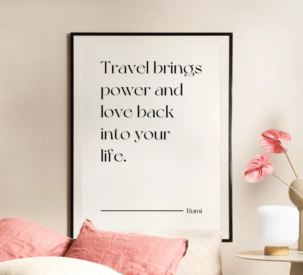 Viajar devuelve el poder y el amor a tu vida cita hahnemühle de Paigaam Studio