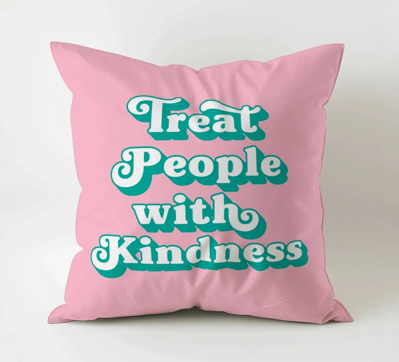 Treat people with kindness quote (Pink Tone) decorative cushion by Paigaam Studio