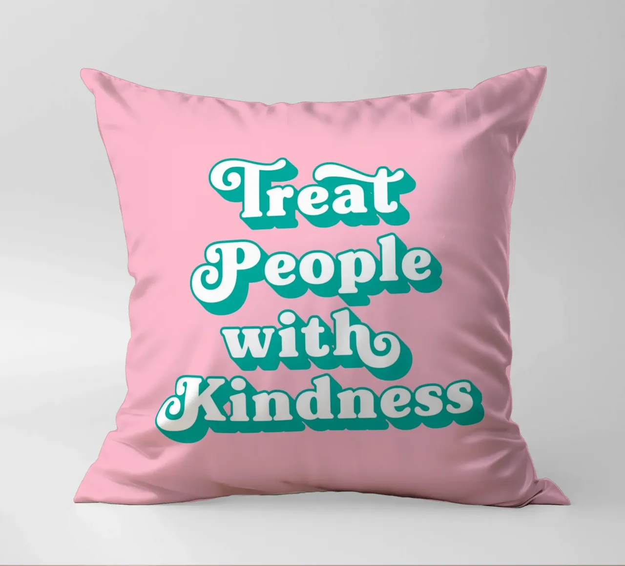 Treat people with kindness quote (Pink Tone) decorative cushion by Paigaam Studio